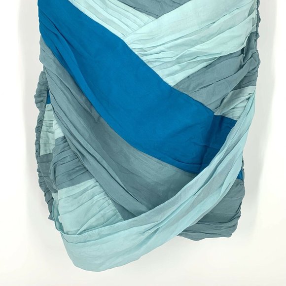 Bebe Blue Strapless Pleated Silk Dress - Picture 4 of 9